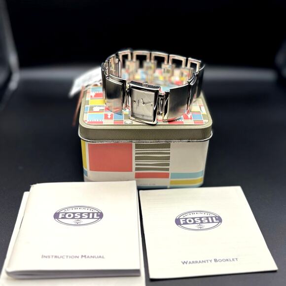 Fossil F2 ES1865 Womens Square Link Stainless Steel Bracelet Dress Watch NOS - Picture 6 of 17